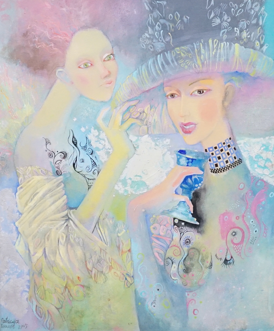 Patricya Tiknuss (b.1969), acrylic on canvas, Study of two women, signed and dated 2005, 59 x 49cm